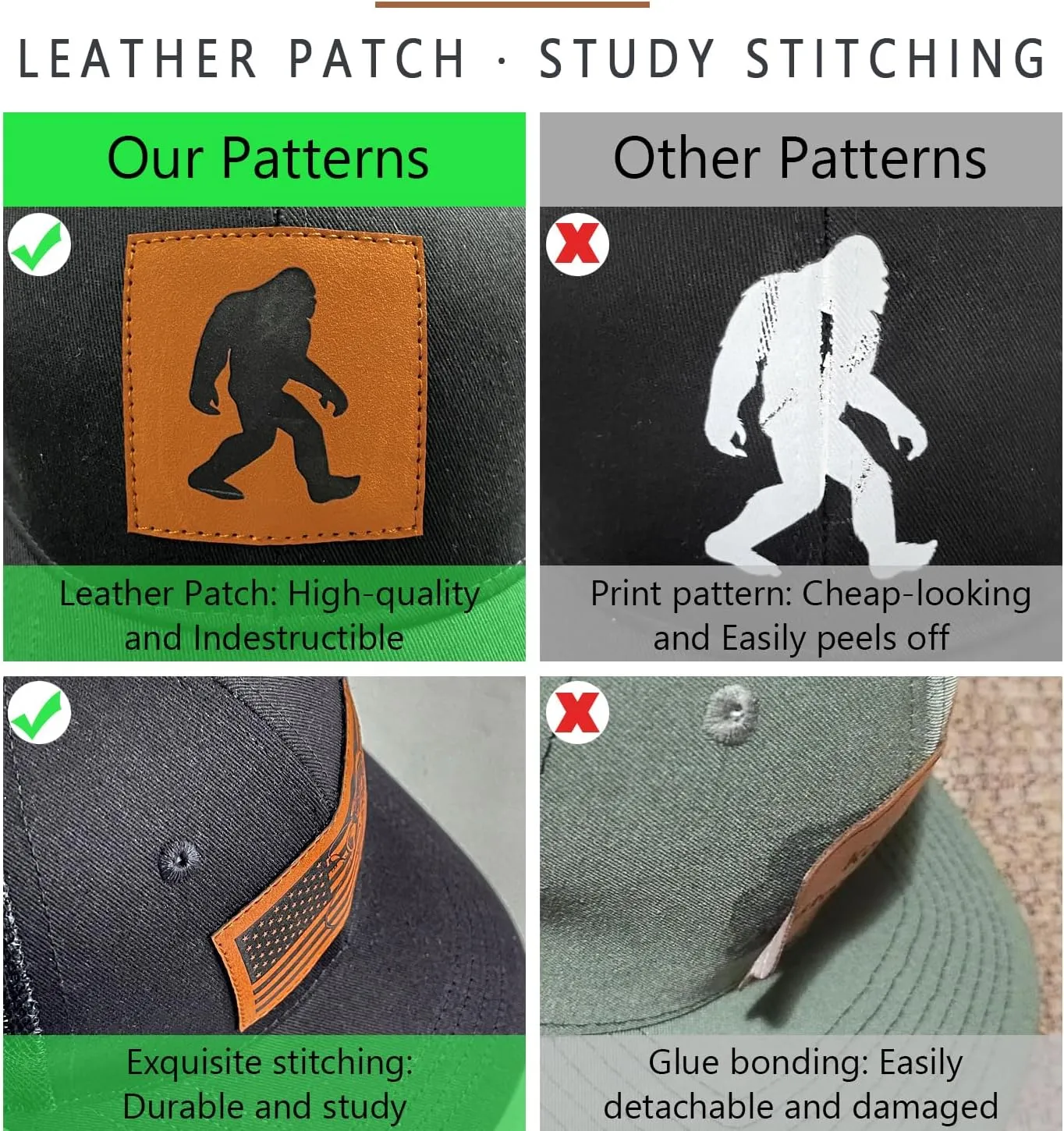 Custom Hat Personalized Leather Patch Hat Men Women Custom Text Logo or Photo 100% Cotton Baseball Cap Laser Engraved