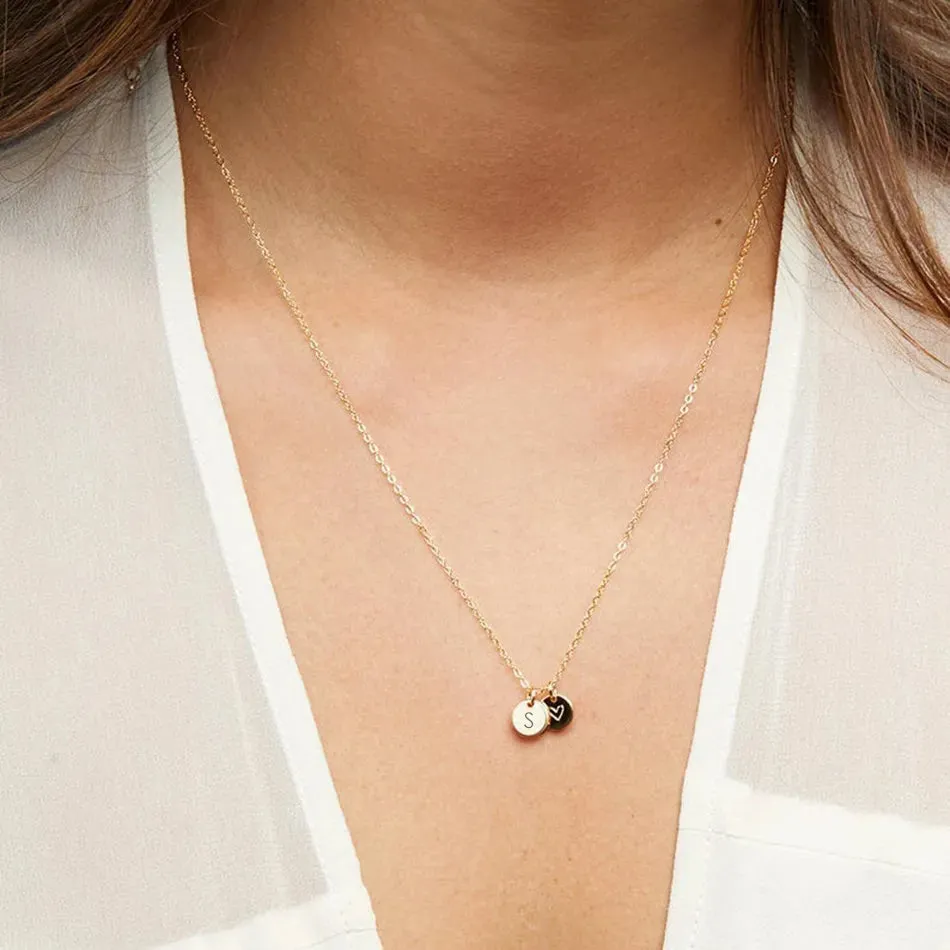 Customized Tiny Coin Disc Necklace