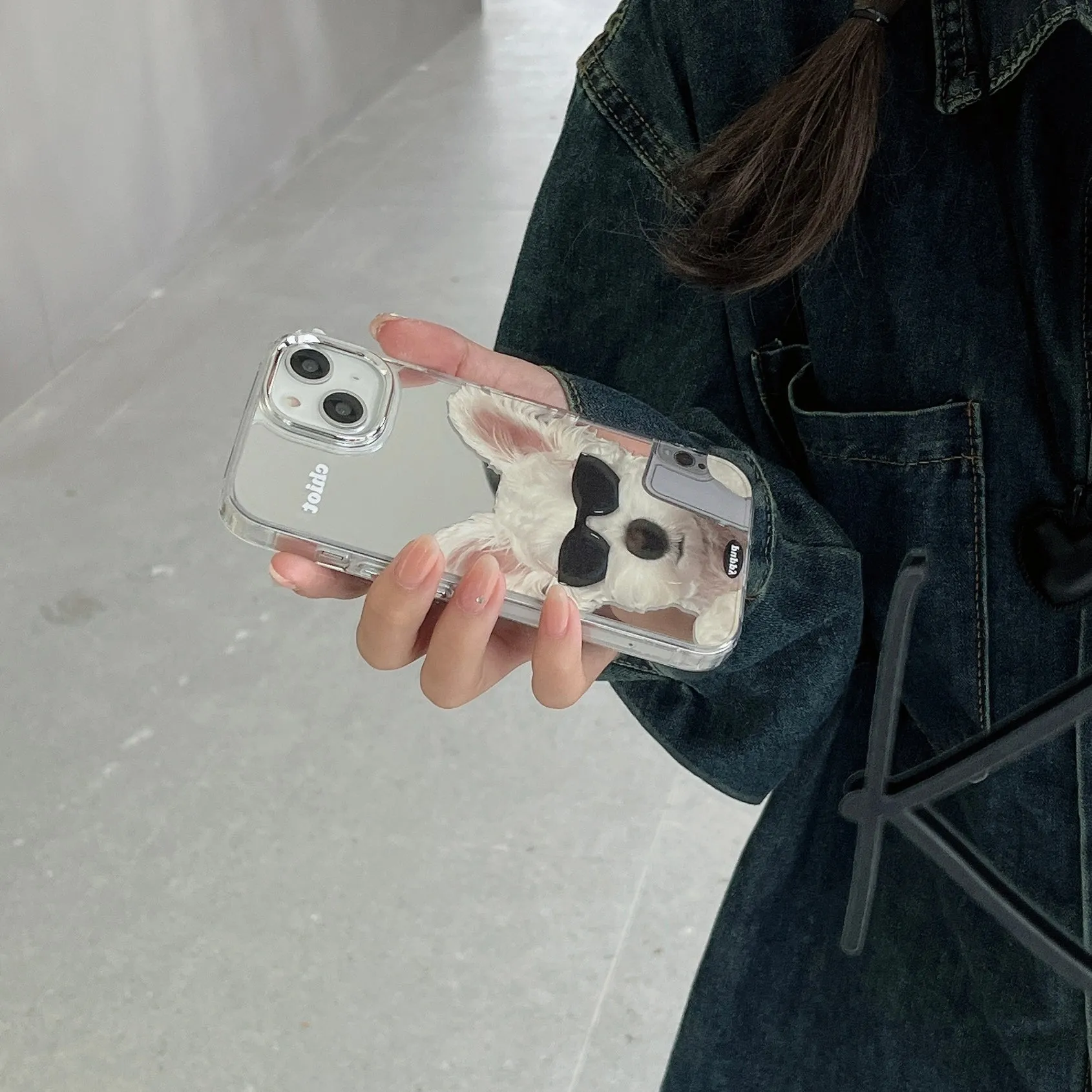 Cute Puppy Taking Selfie Mirror Case for iPhone