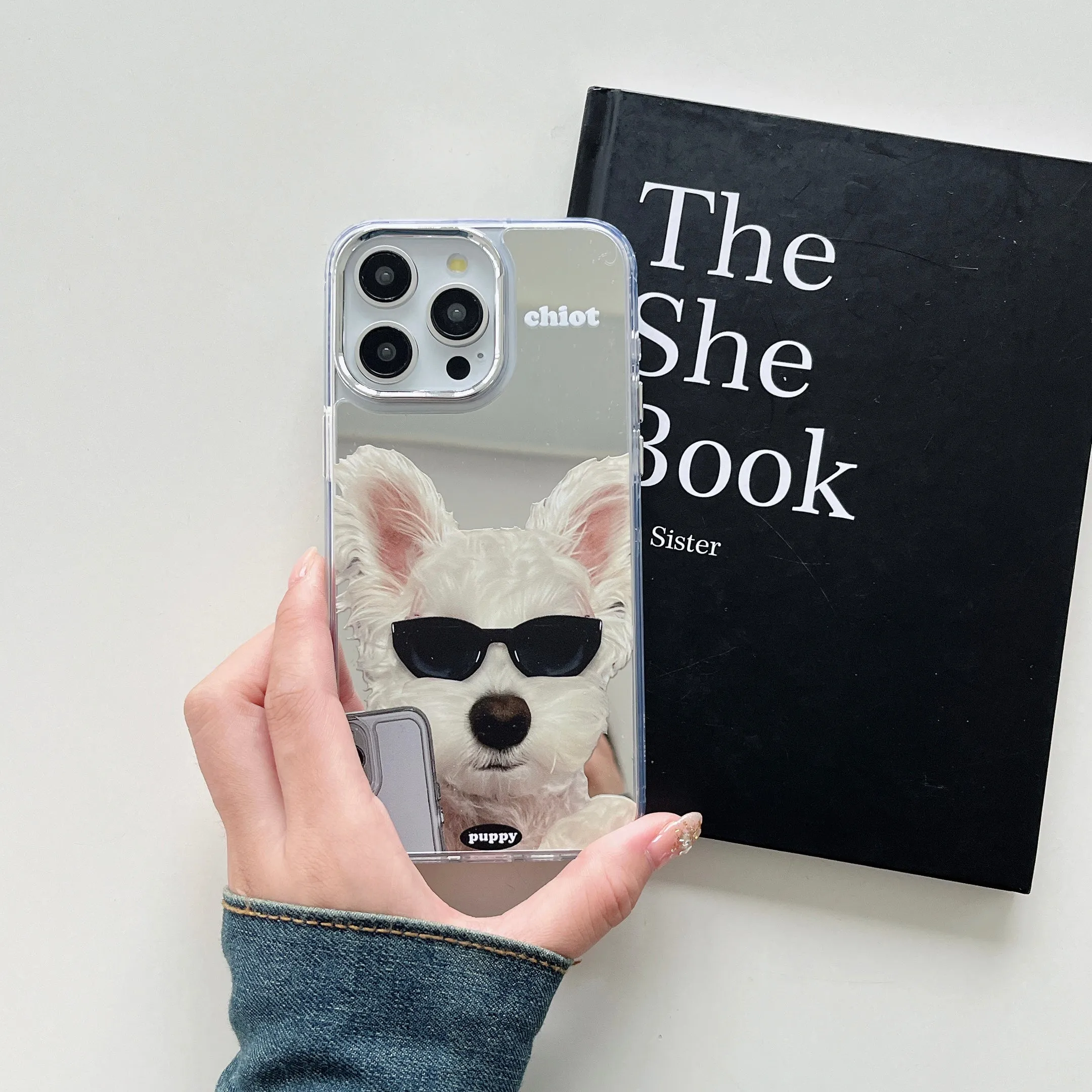 Cute Puppy Taking Selfie Mirror Case for iPhone