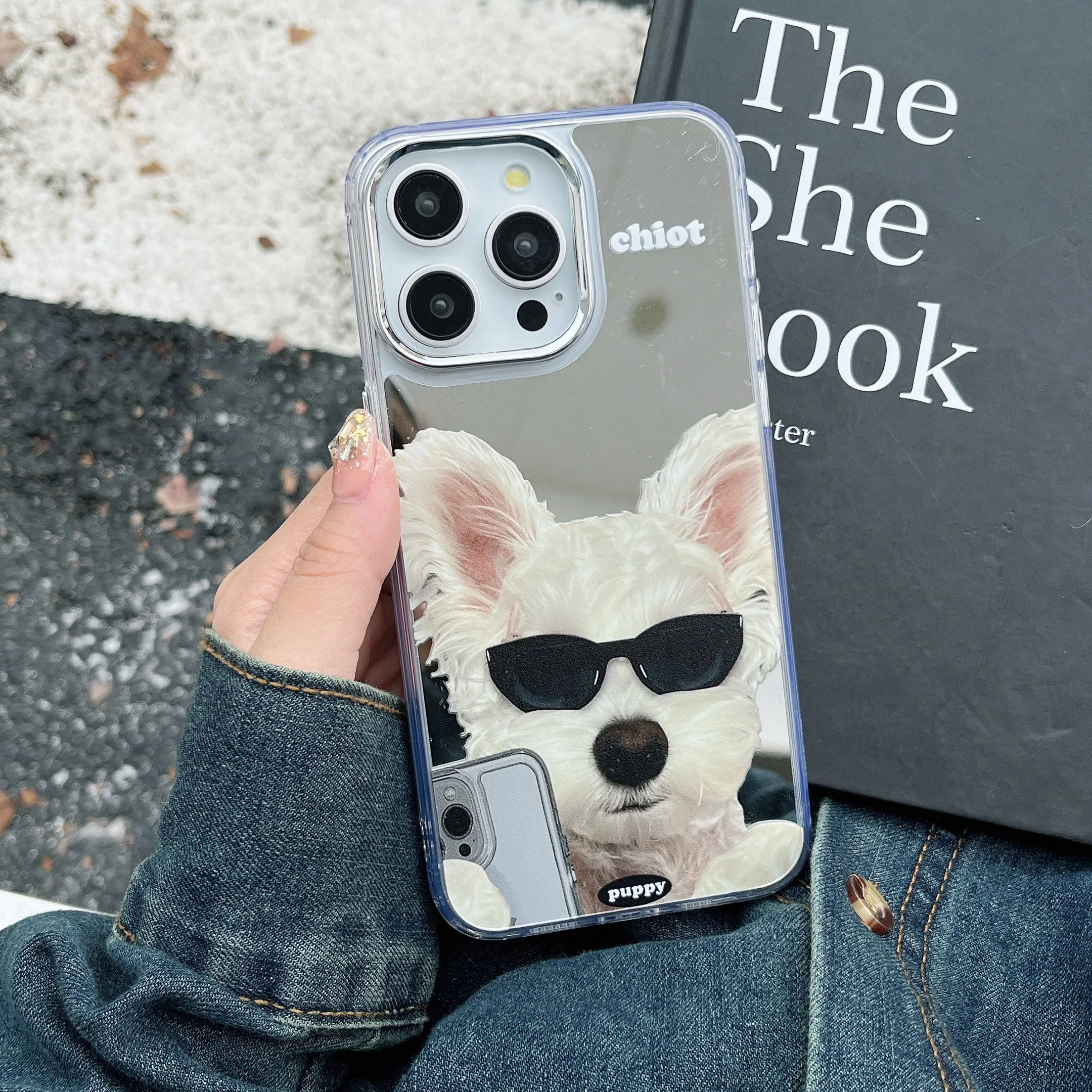 Cute Puppy Taking Selfie Mirror Case for iPhone