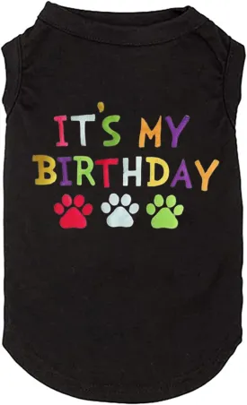 Dog Birthday Gift Clothes Boy Girl Birthday Shirt for Small Large Dog Brithday Vest for Doggy Puppy Clothes (1, 2, Large, Black02)