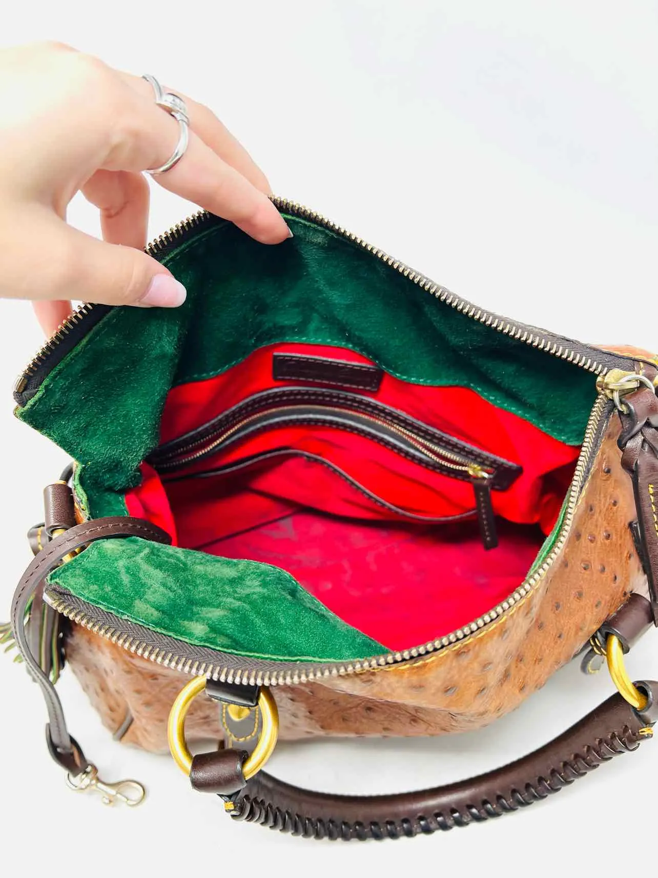 Dooney & Bourke Brown Ostrich Leather AS IS Designer Purse