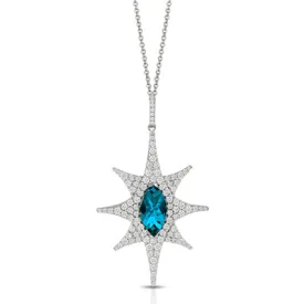 Doves London Blue Topaz and Diamond Pendant P8089LBT-1