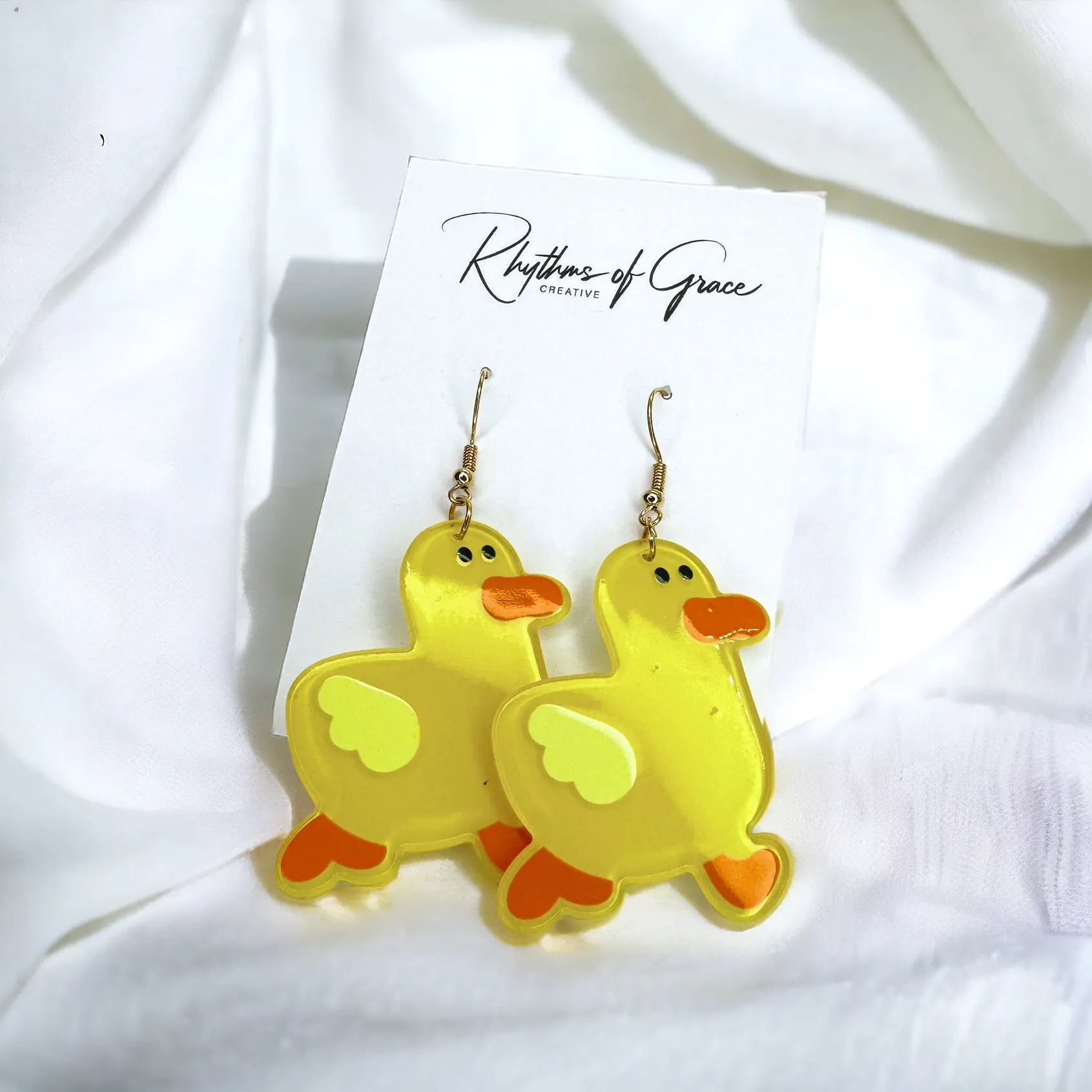 Duck Earrings - Yellow Duck, Handmade Earrings, Bird Earring, Duck Jewelry, Bird Jewelry, Duck Accessories