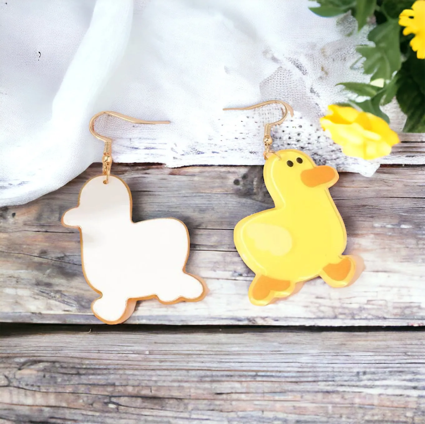 Duck Earrings - Yellow Duck, Handmade Earrings, Bird Earring, Duck Jewelry, Bird Jewelry, Duck Accessories