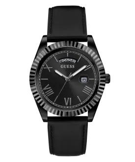 ECO-FRIENDLY BLACK LEATHER RECYCLED ULTRA SUEDE STRAP WATCH