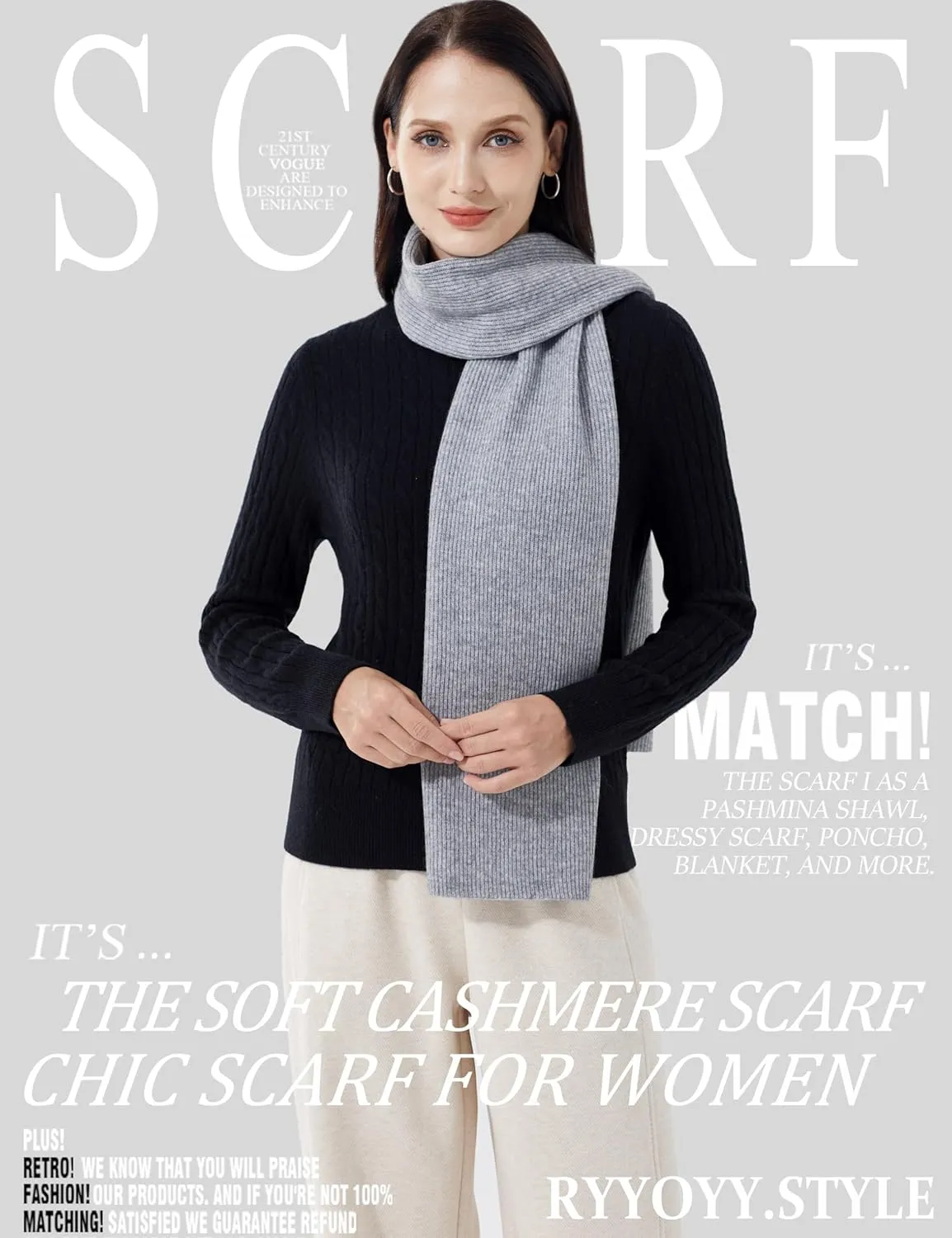 Elegant 100% Cashmere Scarf for Women Luxury Warm Scarves with Gift Box
