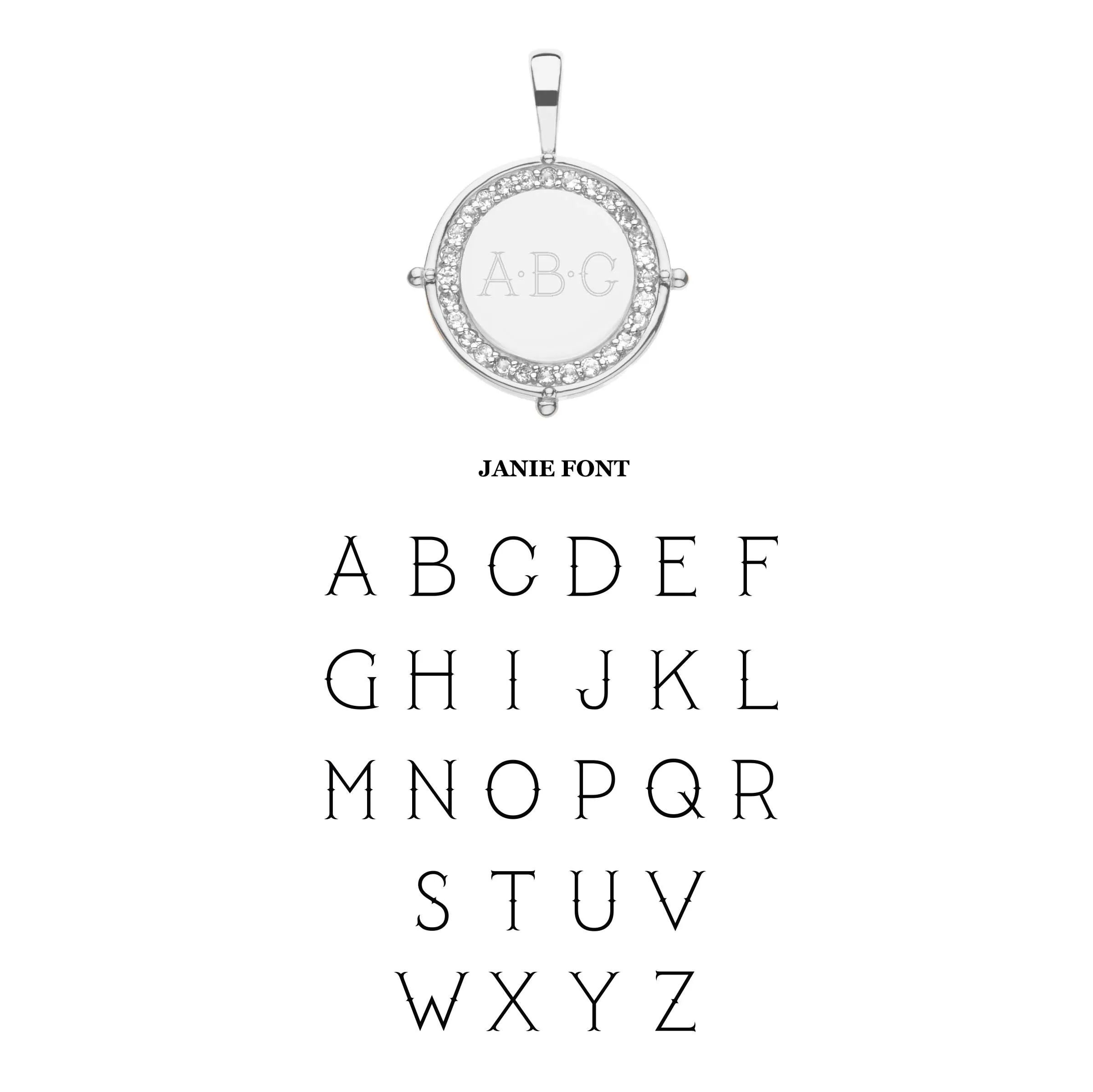 Embellished Personalized Petite Coin Pendant in Silver