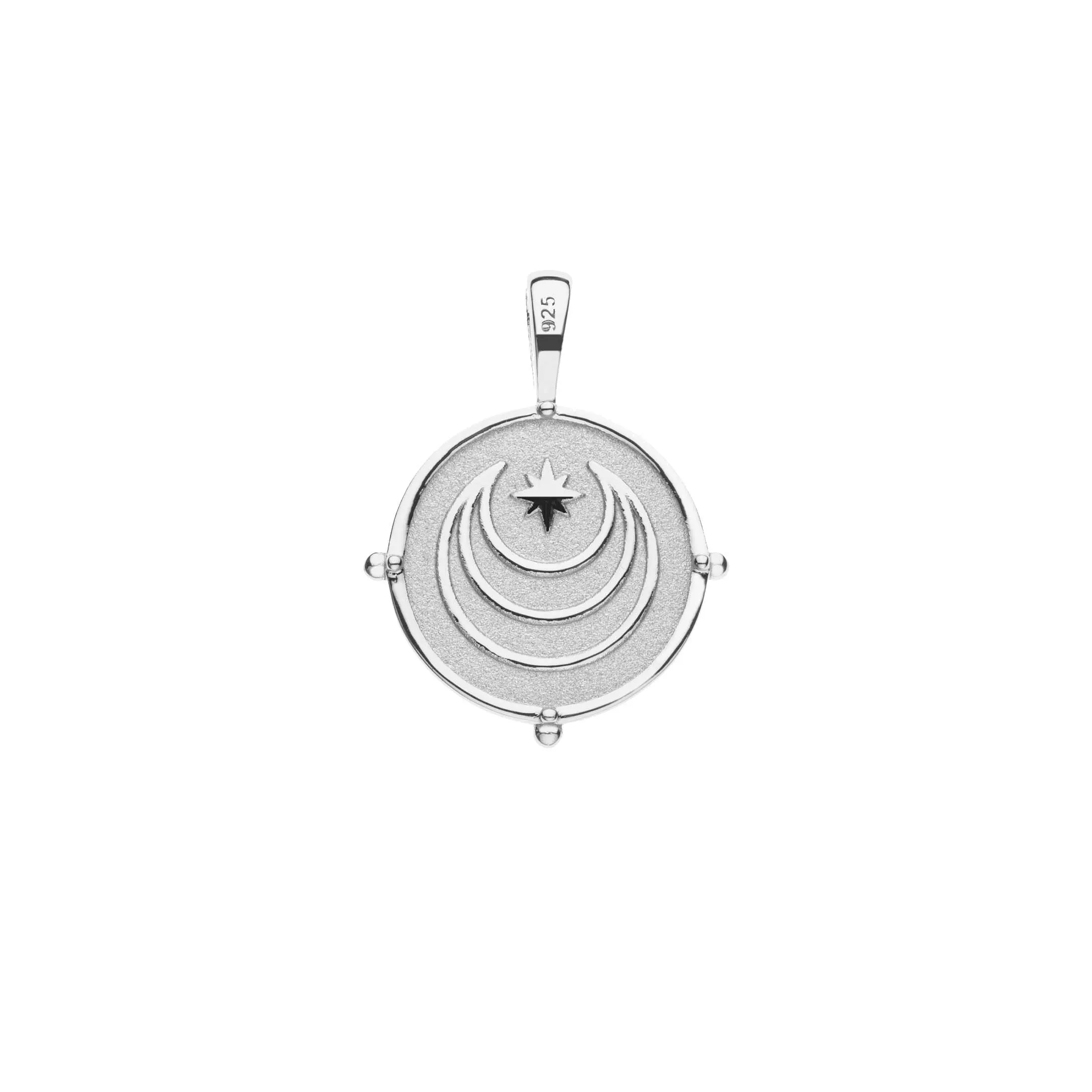 Embellished Personalized Petite Coin Pendant in Silver