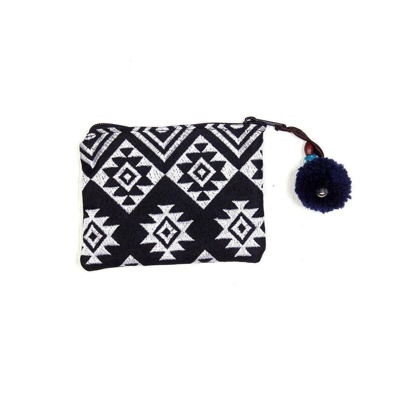 Embroidered Pompom Artisanal Coin Purse - Thailand