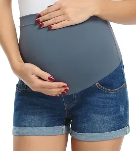 fitglam Women's Maternity Shorts Over Belly Pregnancy Lounge Workout Running Pajama Sleep Shorts with Pockets