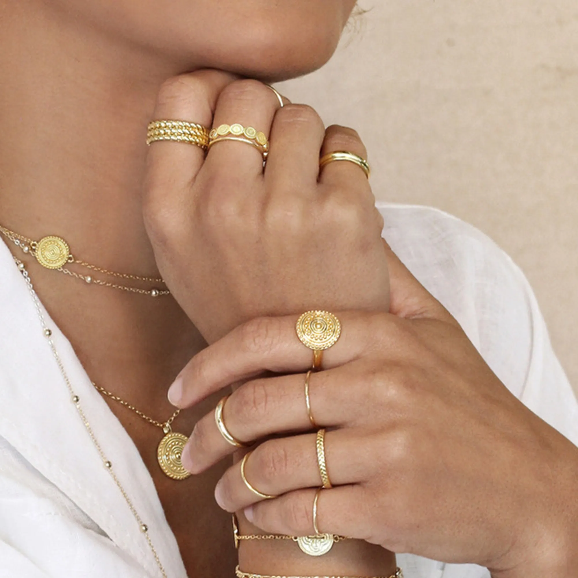 Gold Florence Coin Ring - Elegant and Premium Quality