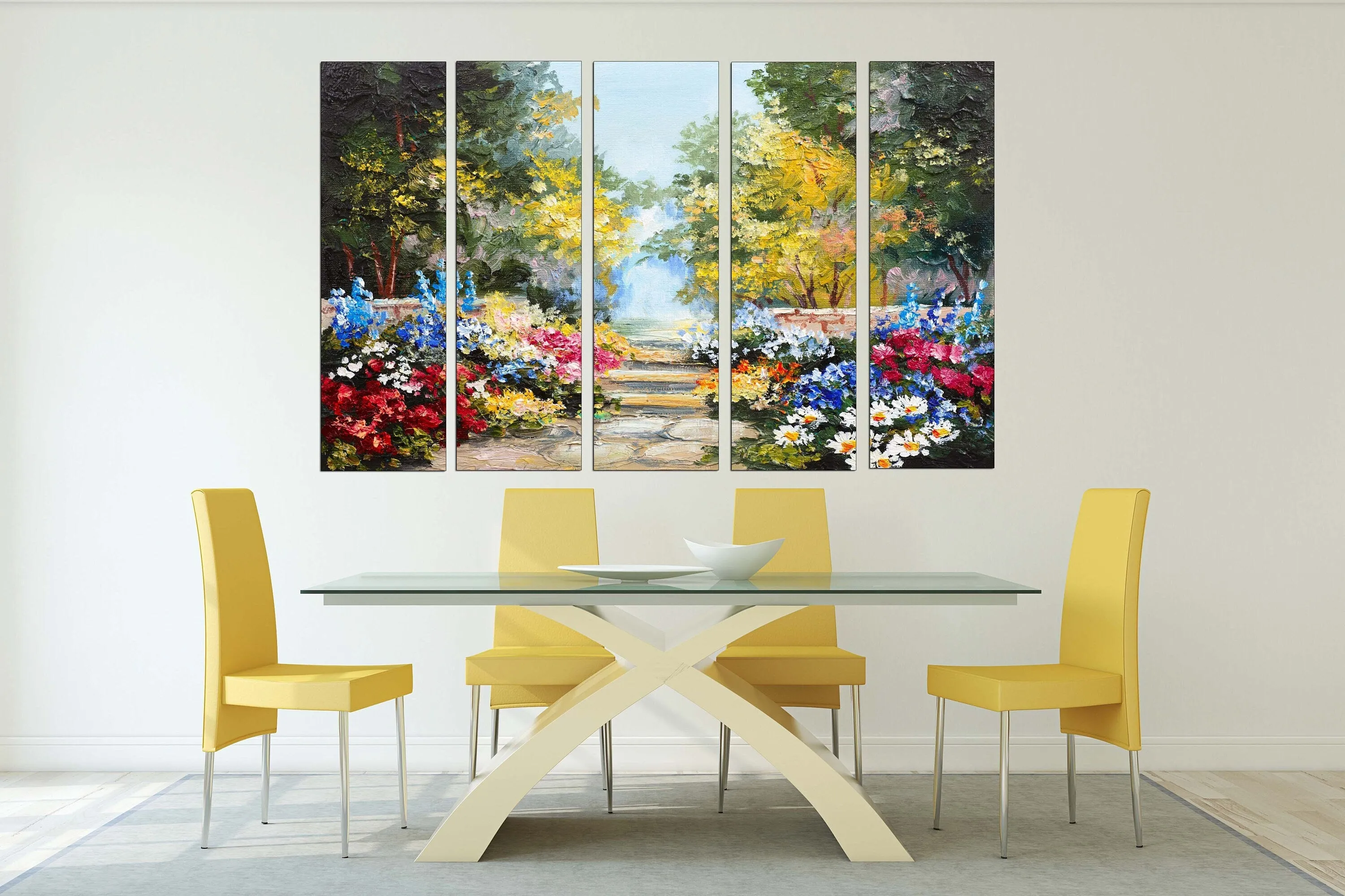 Flower wall decor paintings on canvas, Nature painting, home wall decor, wood wall art, multi panel wall art, landscape painting prints