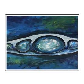 Framed horizontal blue & white abstract wall art print
