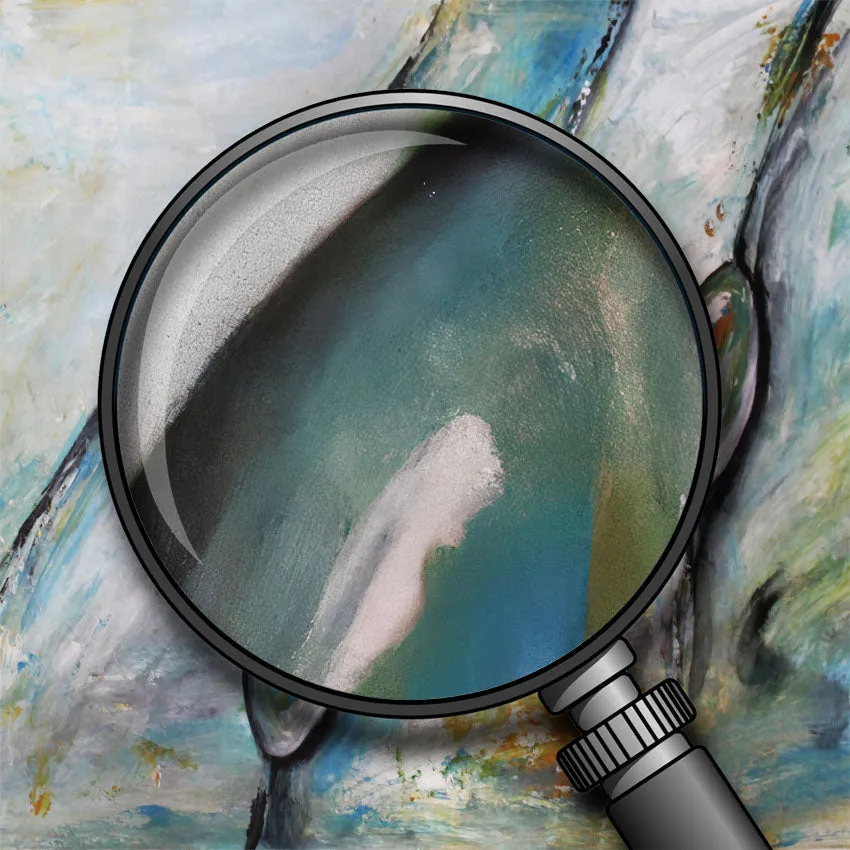 Framed horizontal neutral & blue abstract wall art print