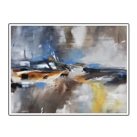 Framed horizontal neutral & orange abstract wall art print