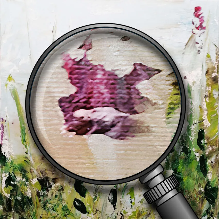 Framed vertical purple & green abstract floral wall art print