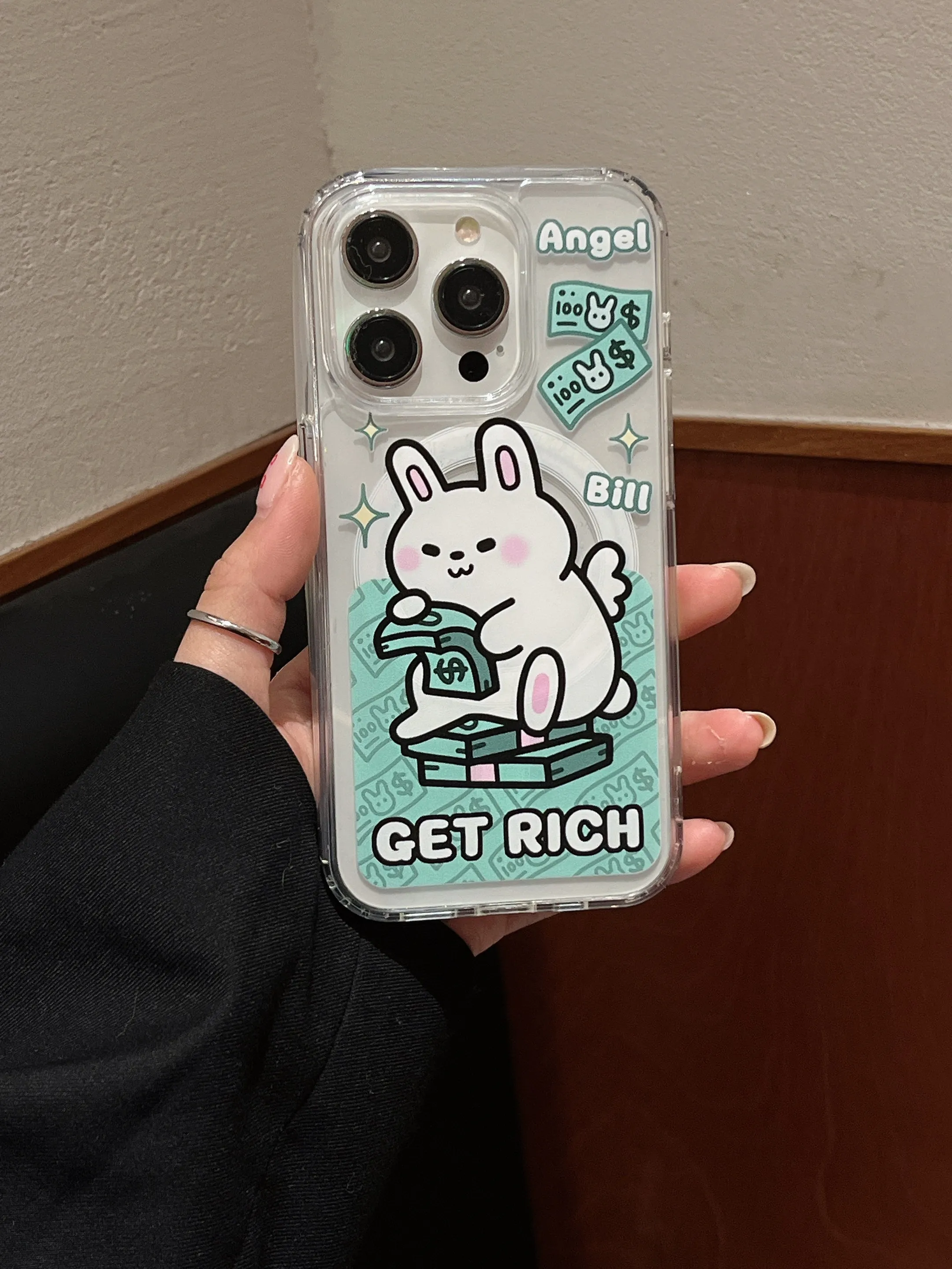 Get Rich Designer Silicon Case for iPhone With Magsafe Holder