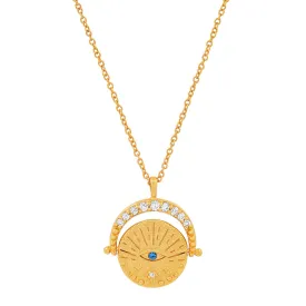 Gold Coin Evil Eye Necklace