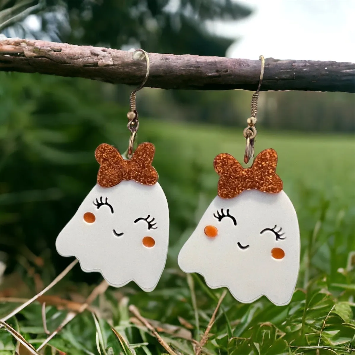 Halloween Ghost Earrings - Halloween Earrings, Ghost Jewelry, Halloween Jewelry, Cute Halloween Earrings, Pumpkin Earrings, Trick or Treat
