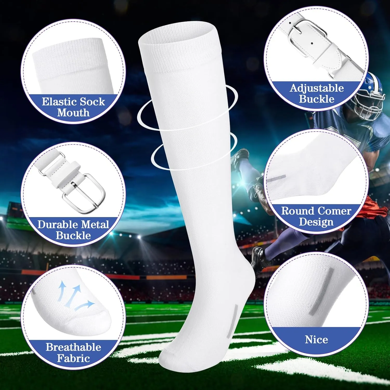 Haysandy Baseball or Softball Sock and Belt Combo Set 3 Football Baseball Socks with Softball Belt for Kids Youth Adult