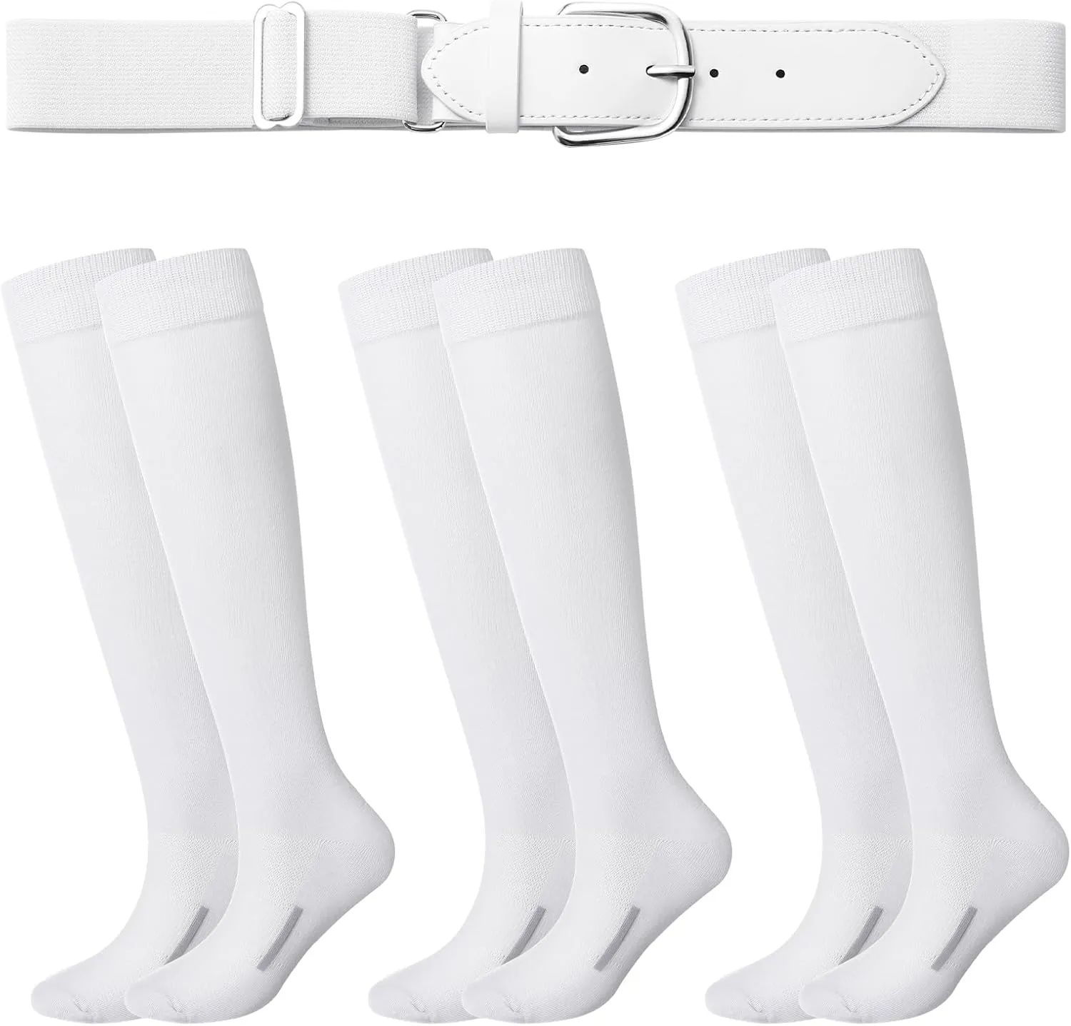 Haysandy Baseball or Softball Sock and Belt Combo Set 3 Football Baseball Socks with Softball Belt for Kids Youth Adult