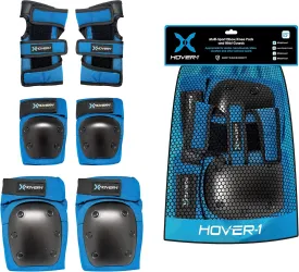 Hover-1 Nylon Protective Elbow Pads | Knee Pads & Wrist Guards, For Ages Above 8, Hard PP Shells for Impact Resistance & EVA Foam Protective Padding, Velcro Straps, Small, Blue