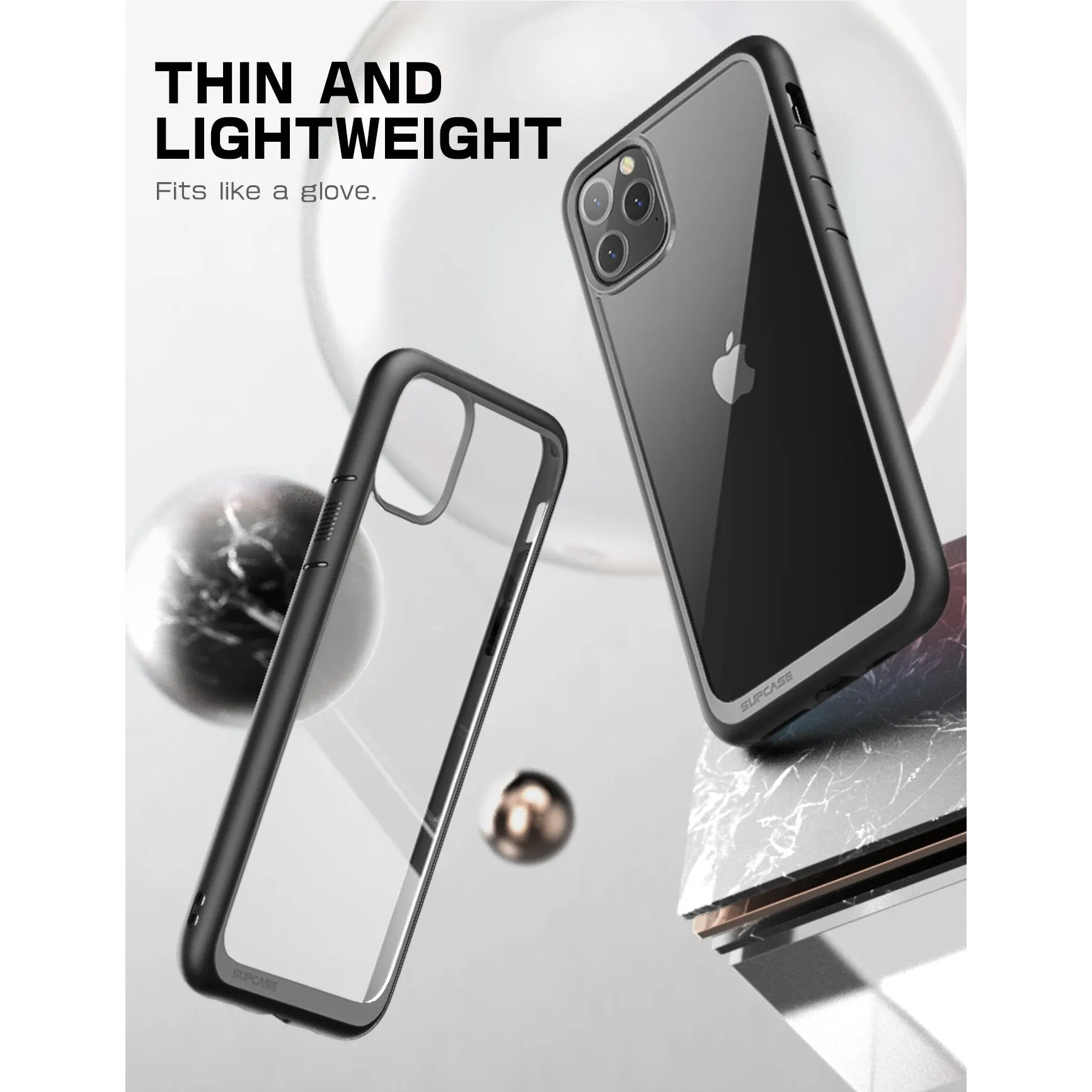 iPhone 11 Pro 5.8 inch Unicorn Beetle Style Clear Case-Black