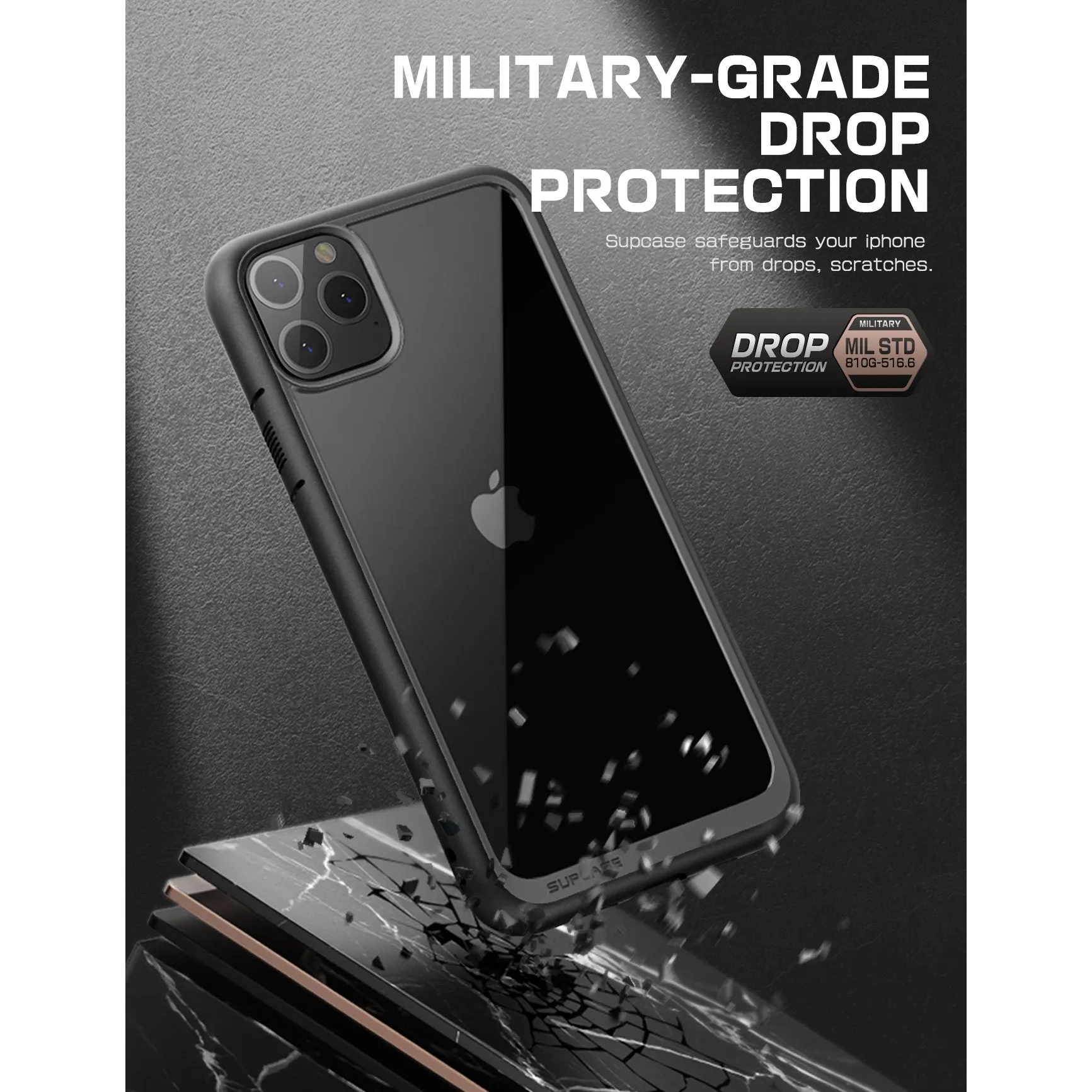 iPhone 11 Pro 5.8 inch Unicorn Beetle Style Clear Case-Black