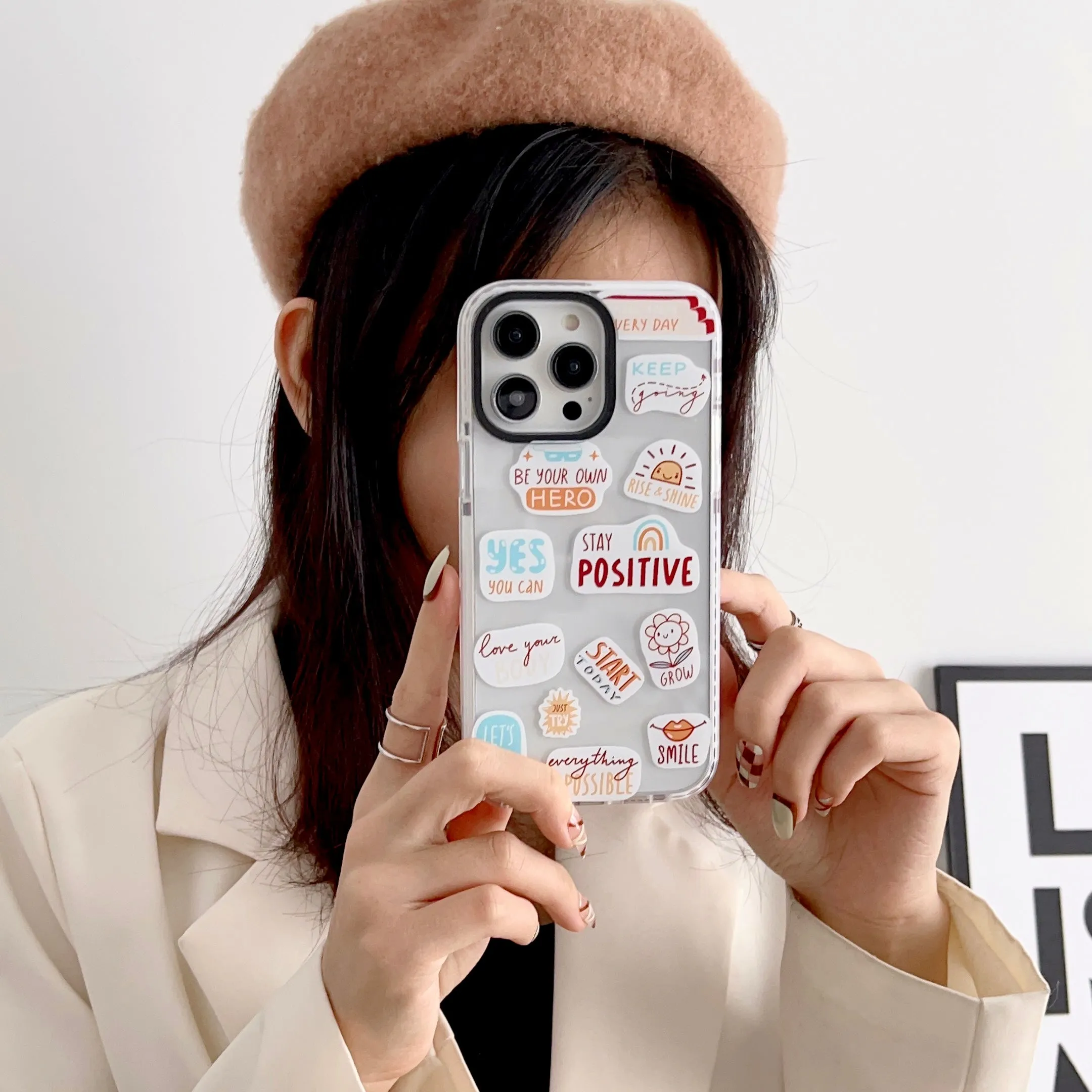 iPhone Impact Proof Silicon Case ( Motivational Stickers )