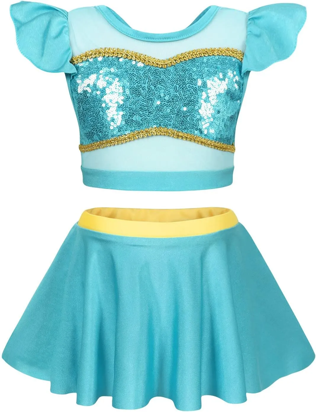 Jurebecia Girls Two Piece Swimsuit Princess Bikini Set Toddle Kids Ruffles Bathing Suit Role Play Swimwear