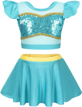Jurebecia Girls Two Piece Swimsuit Princess Bikini Set Toddle Kids Ruffles Bathing Suit Role Play Swimwear