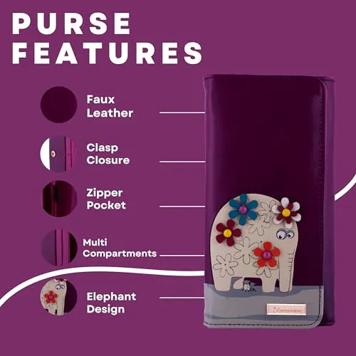 Kukubird Large Purse Elephant And Mouse Purse - Purple