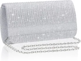 Larcenciel Elegant Evening Clutch Purse for Woman with Chain Strap for Party, Wedding, Prom, Formal Event, 8 x 4 x 2.4 inches