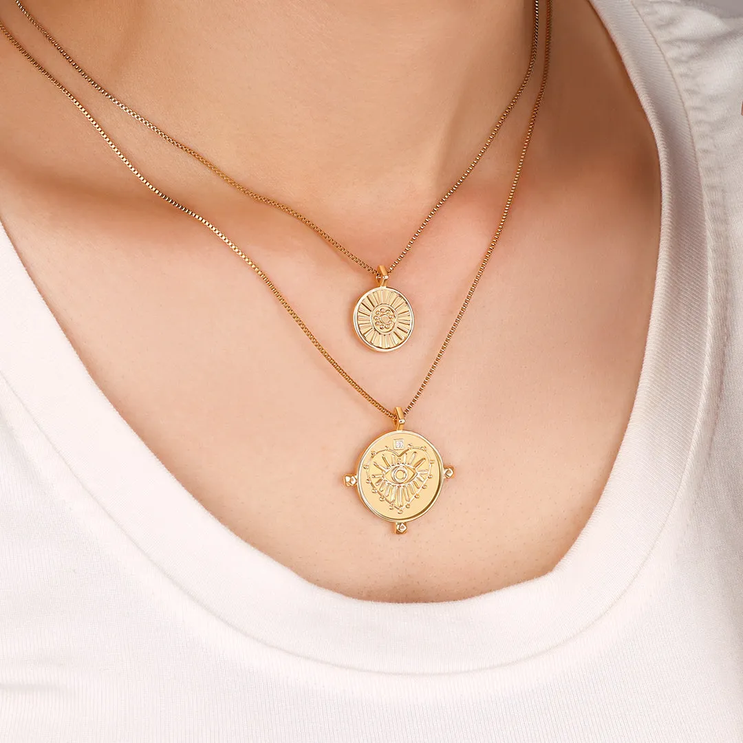 Layered Evil Eye Coin Necklace