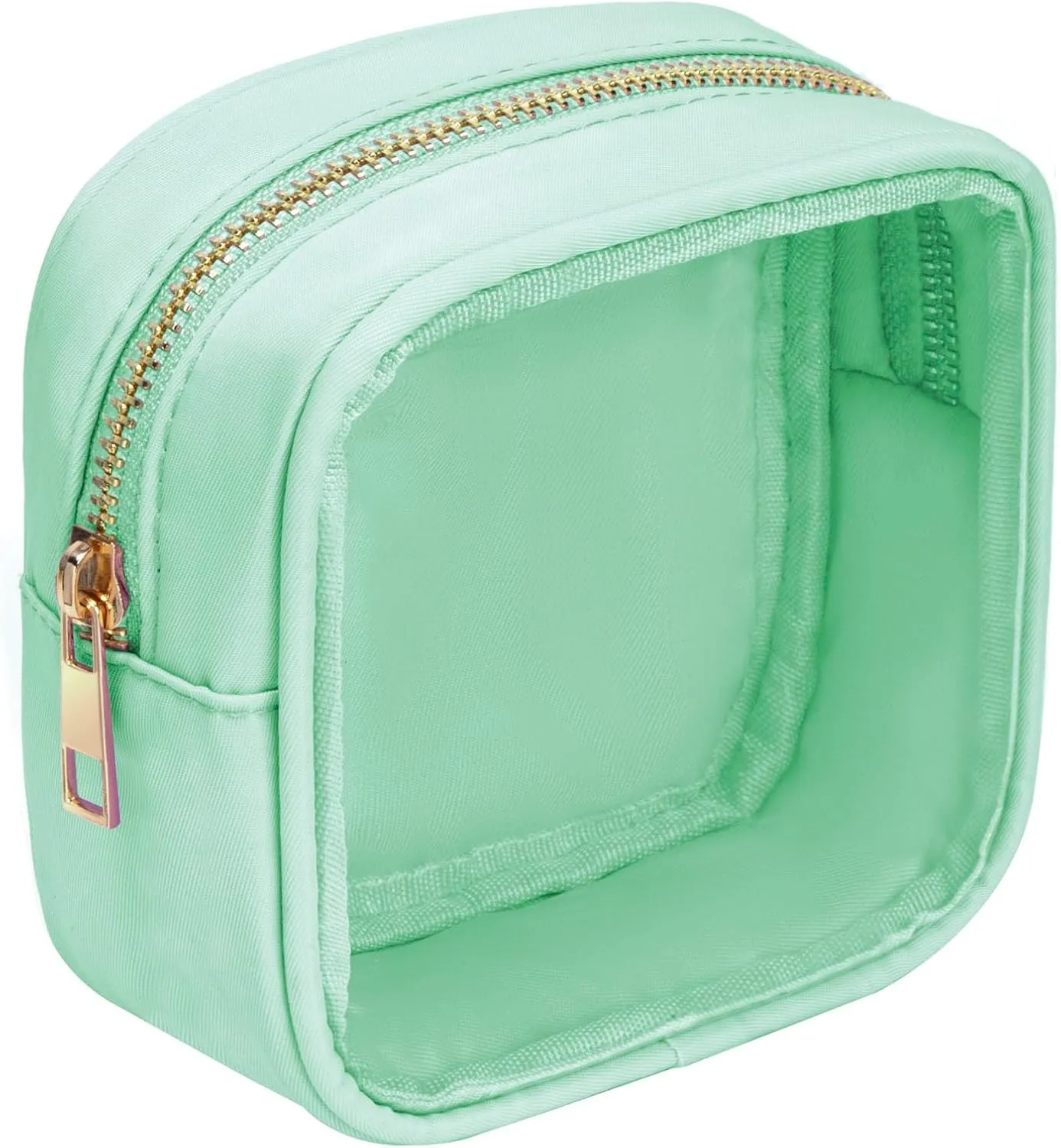 LETGO Small Clear Makeup Bag for Purse Small Cosmetic Bag Travel Size Toiletry Bags Cute Travel Makeup Bag,Coin Purse Pouch Easter Gifts for Teen Girls (Clear-Green)