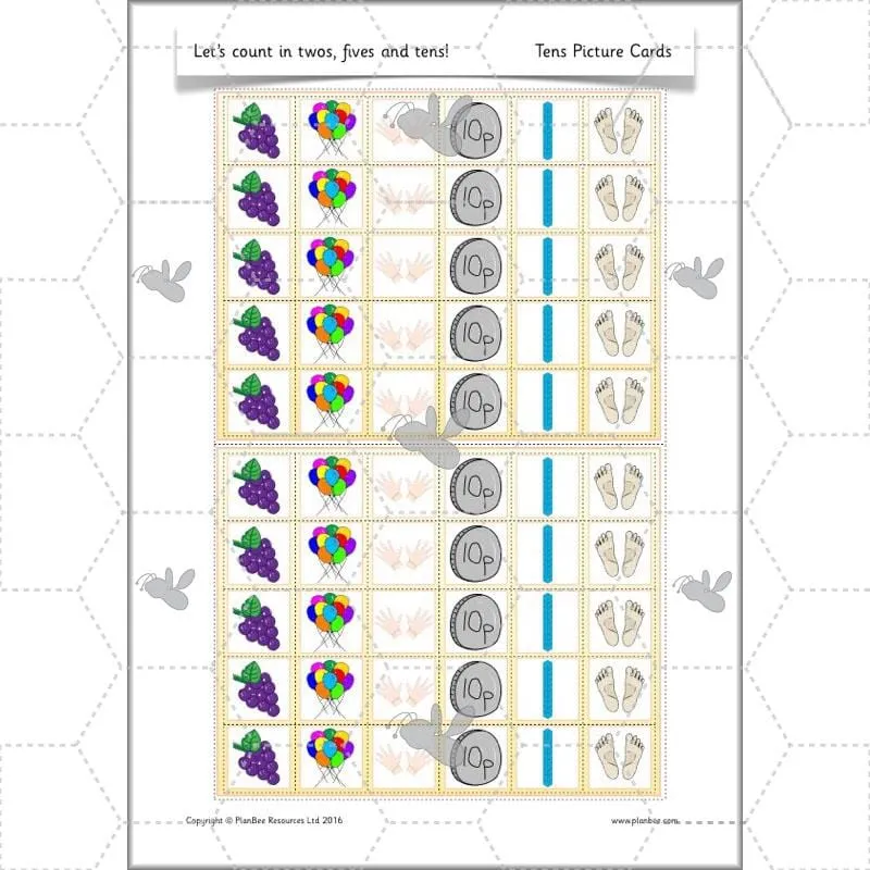 Let's count in twos, fives and tens