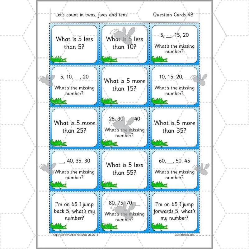 Let's count in twos, fives and tens