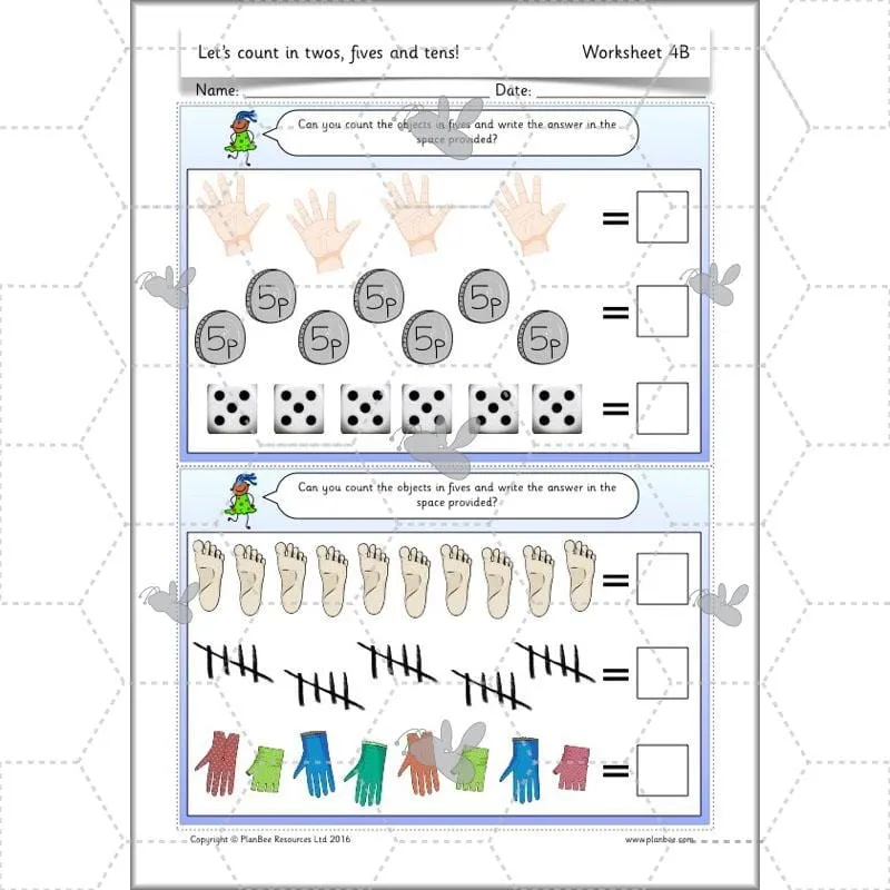 Let's count in twos, fives and tens