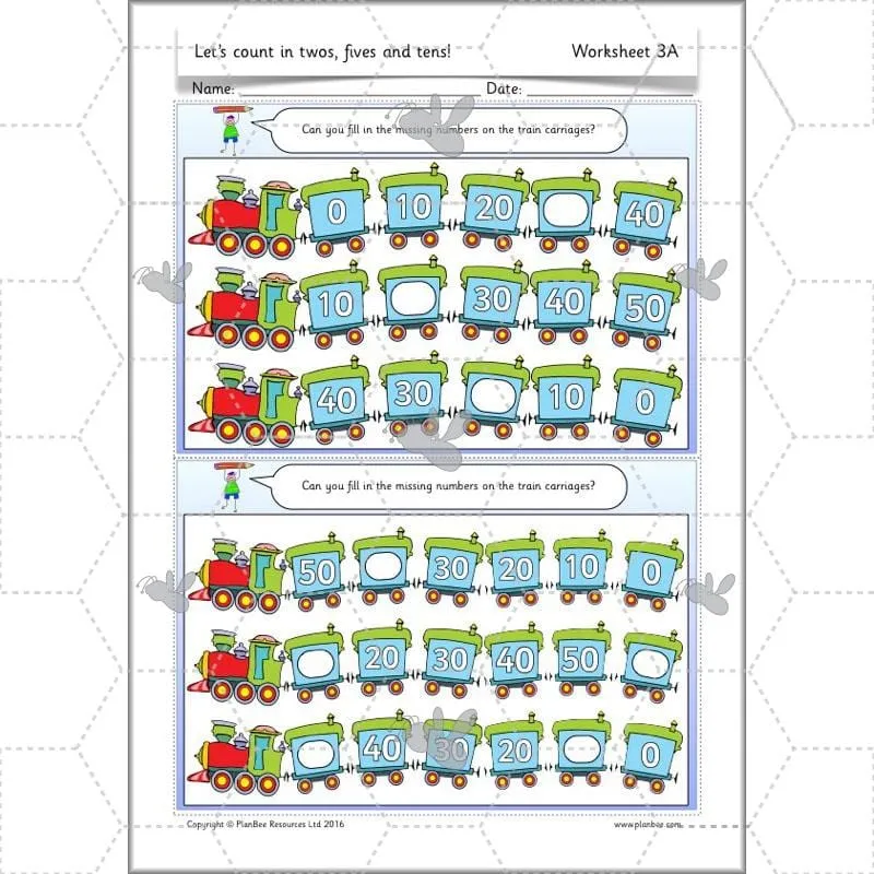 Let's count in twos, fives and tens
