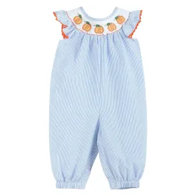 Lil Cactus - Light Blue Pumpkin Smocked Flutter-Sleeve Playsuit