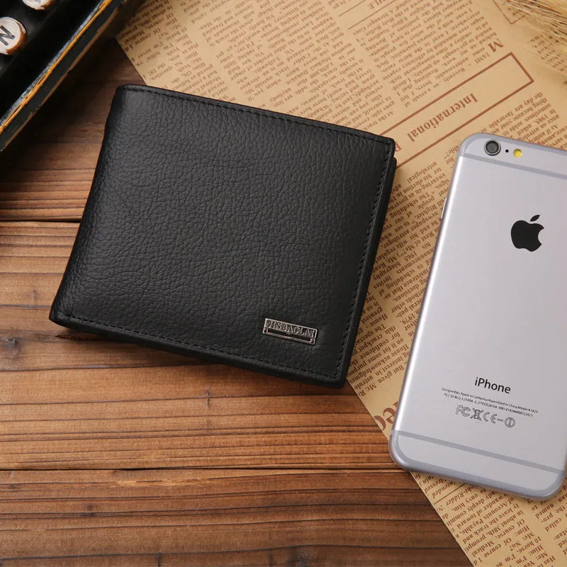 Luxury 100% Genuine Leather Wallet Fashion Short Bifold Men Wallet Casual Soild Men Wallets With Coin Pocket Purses Male Wallets