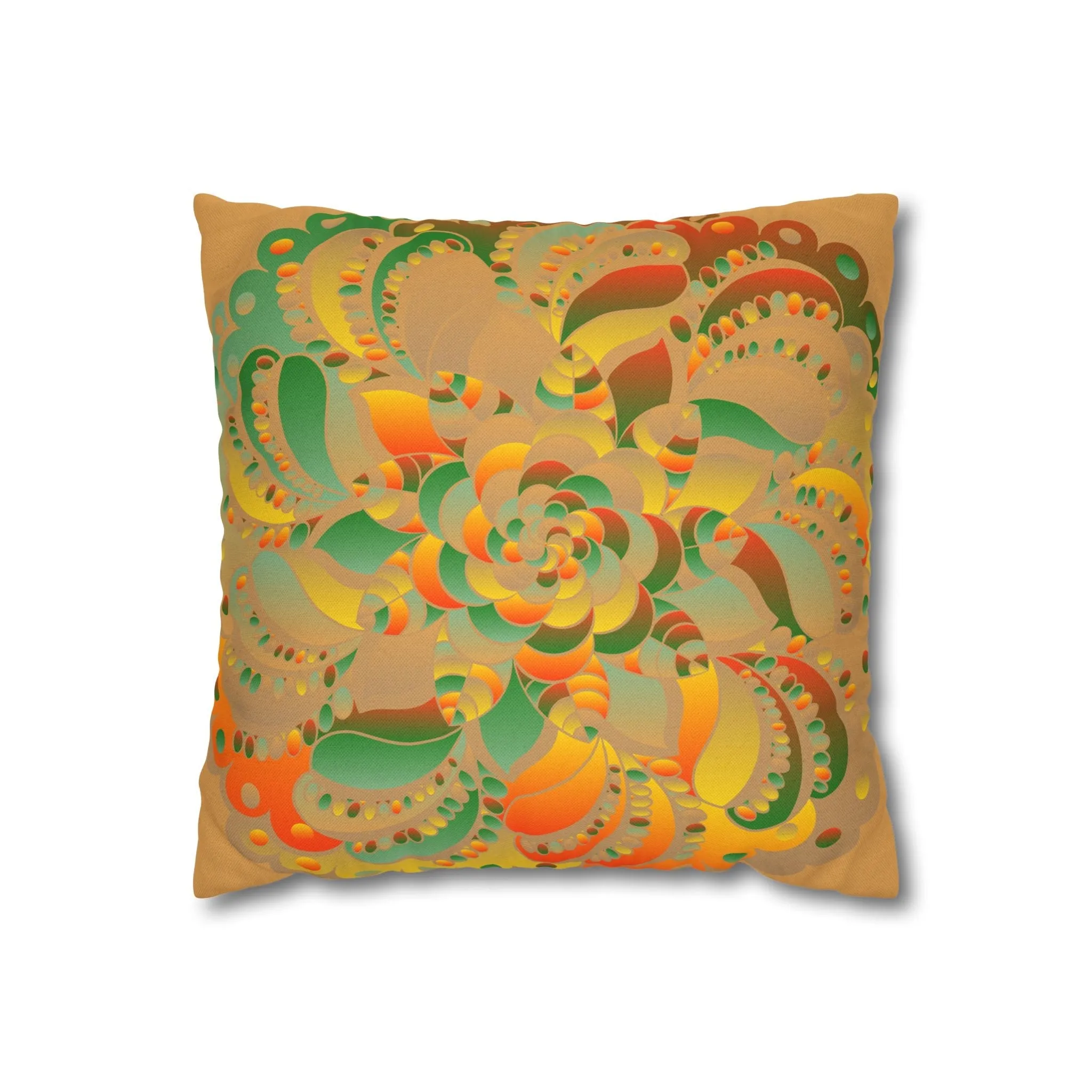 Mandala Design Square Pillowcase - Original Fine Art - Hand-drawn - Dune