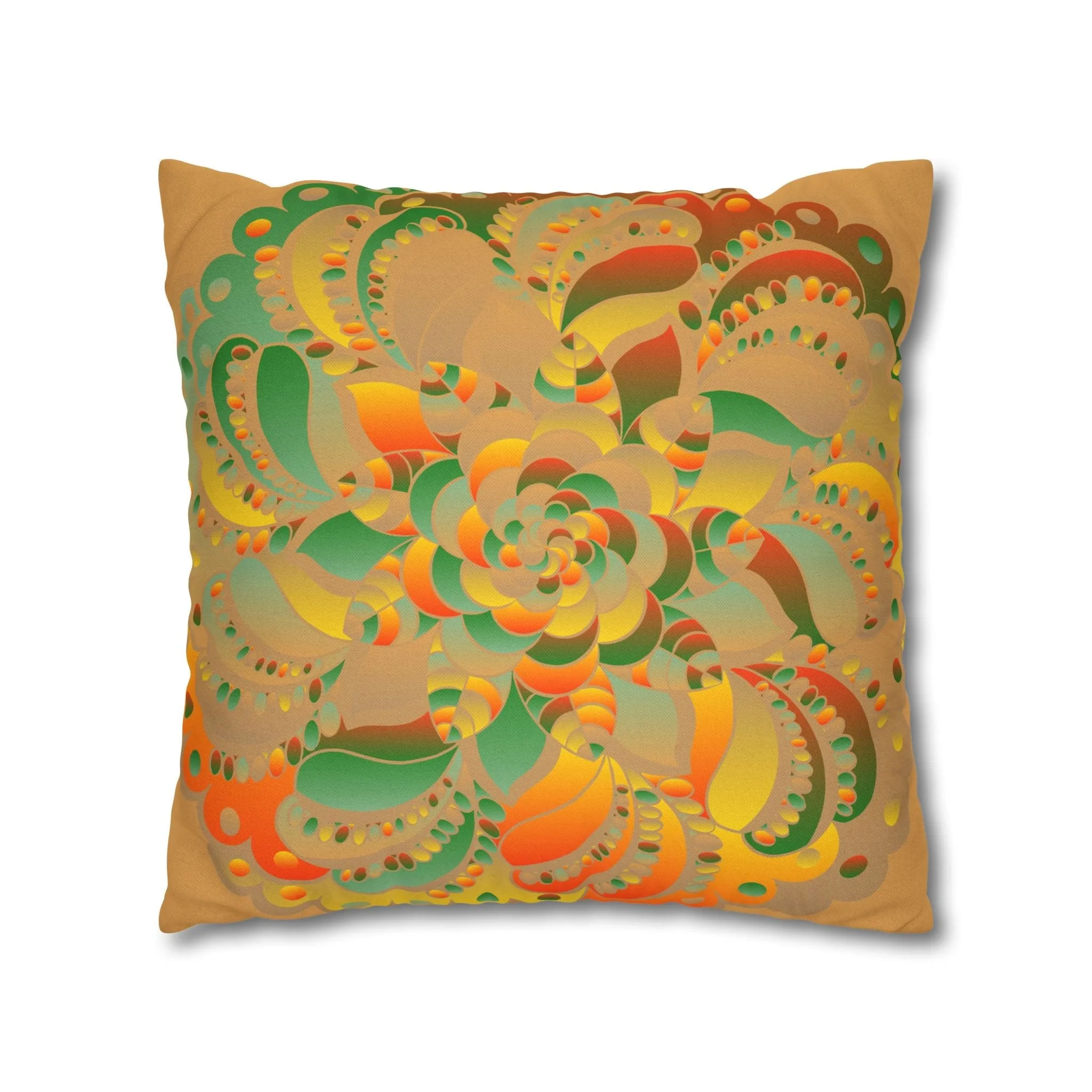 Mandala Design Square Pillowcase - Original Fine Art - Hand-drawn - Dune