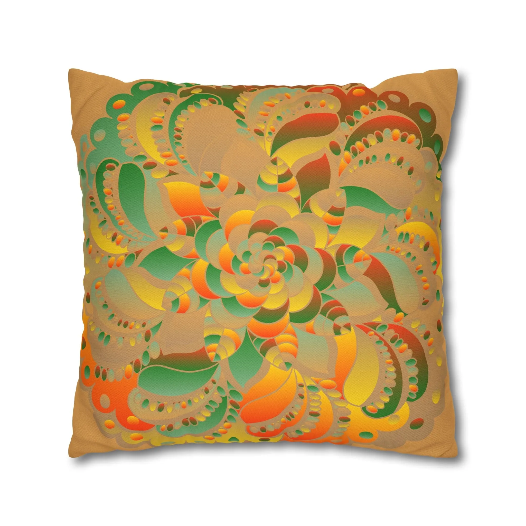 Mandala Design Square Pillowcase - Original Fine Art - Hand-drawn - Dune