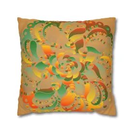 Mandala Design Square Pillowcase - Original Fine Art - Hand-drawn - Dune