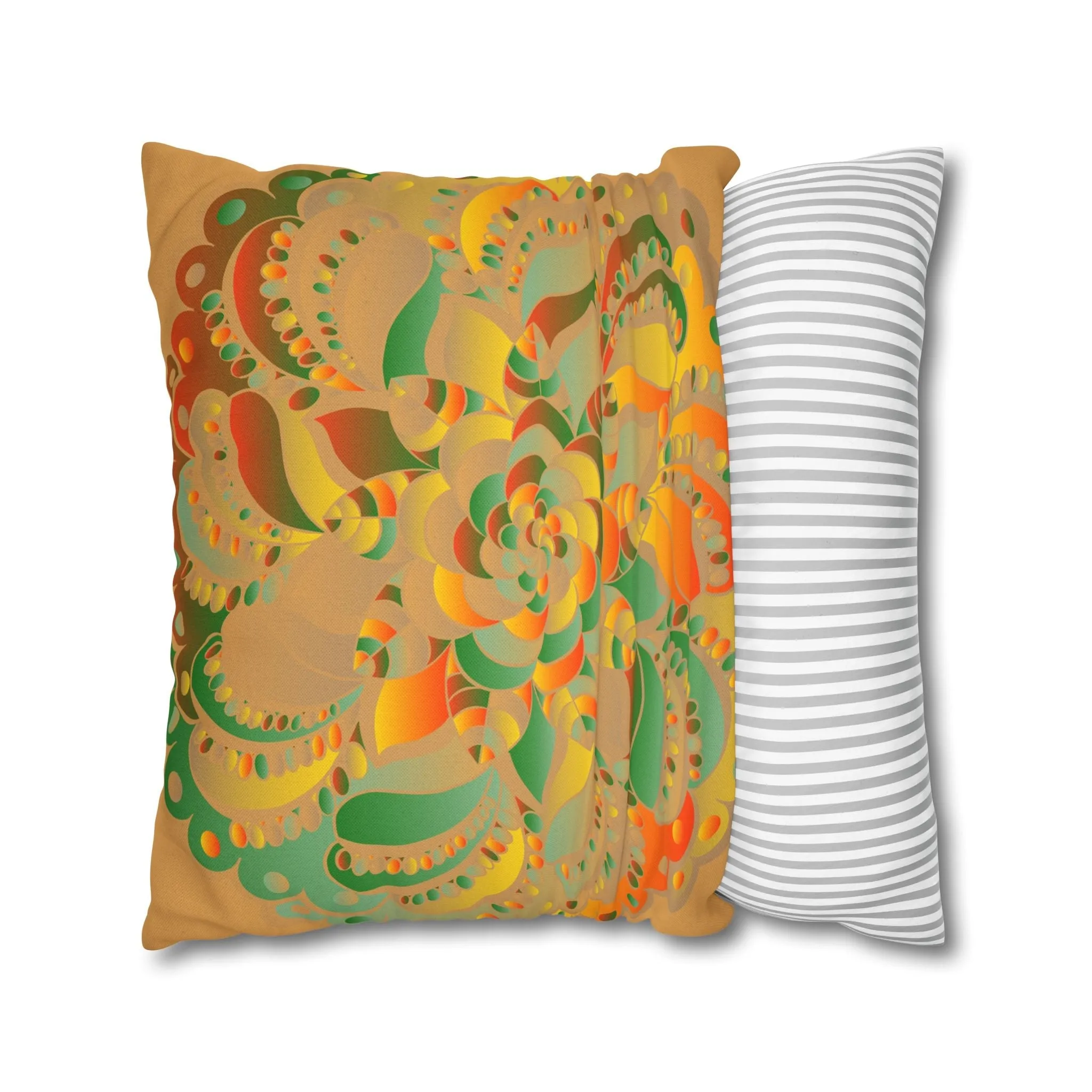Mandala Design Square Pillowcase - Original Fine Art - Hand-drawn - Dune
