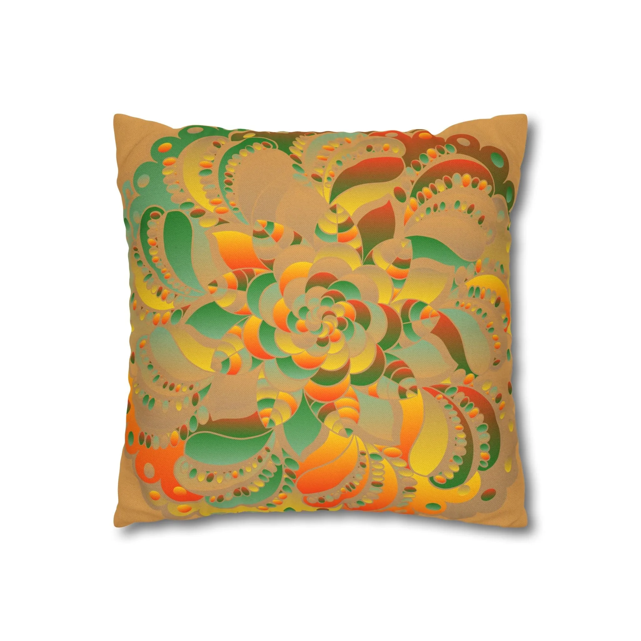 Mandala Design Square Pillowcase - Original Fine Art - Hand-drawn - Dune