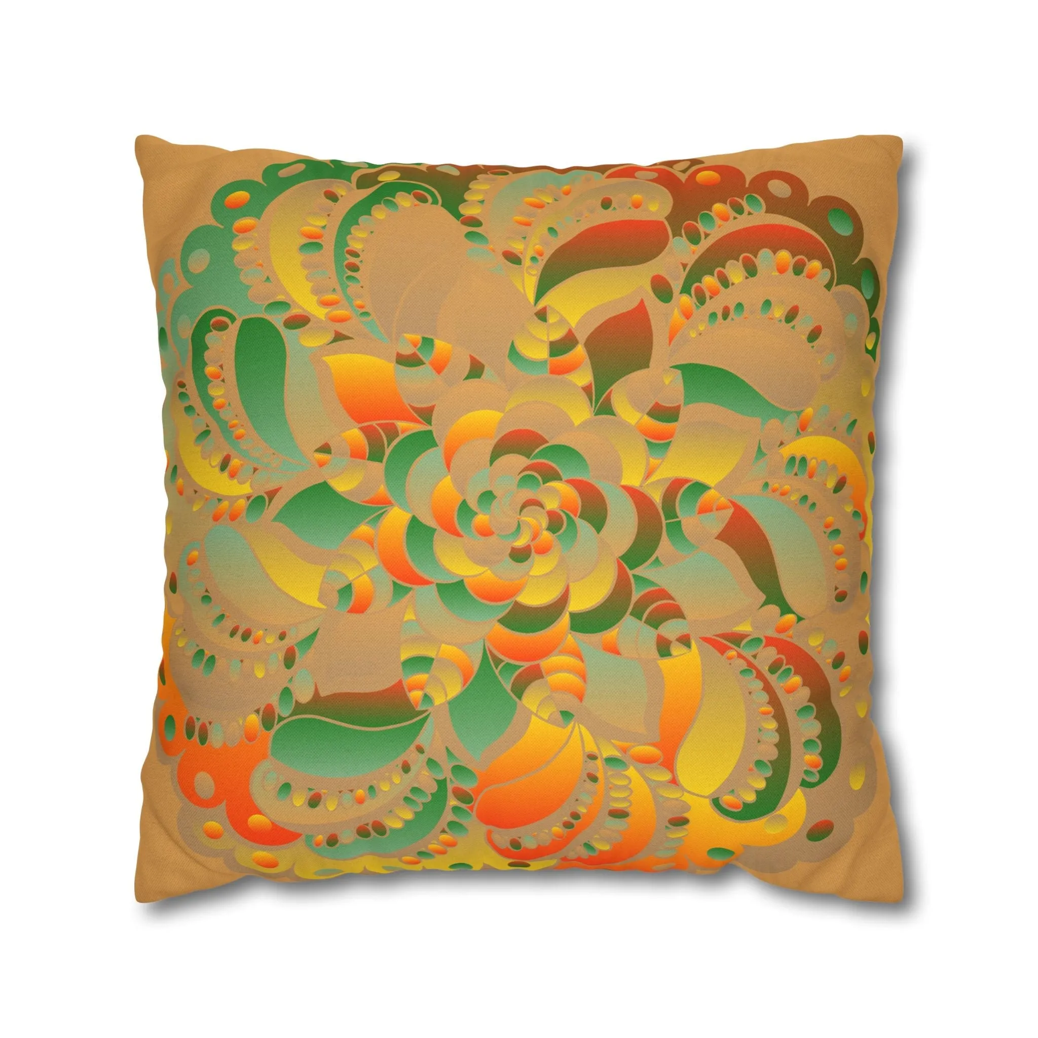 Mandala Design Square Pillowcase - Original Fine Art - Hand-drawn - Dune